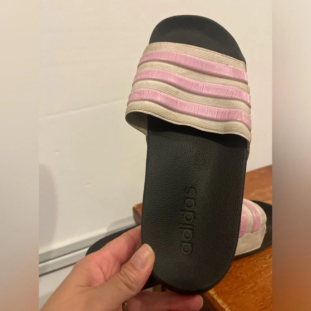 Adidas Navy Blue, Pink, & White Slides Slip-on Sandals Girls Size 4